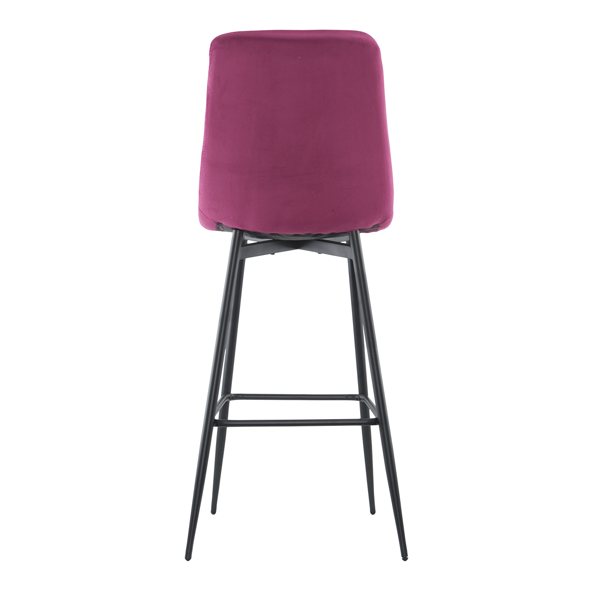Set 4 tabourets velours VELVETTE, dossier, repose-pieds, pied noir