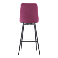 Set 4 tabourets velours VELVETTE, dossier, repose-pieds, pied noir