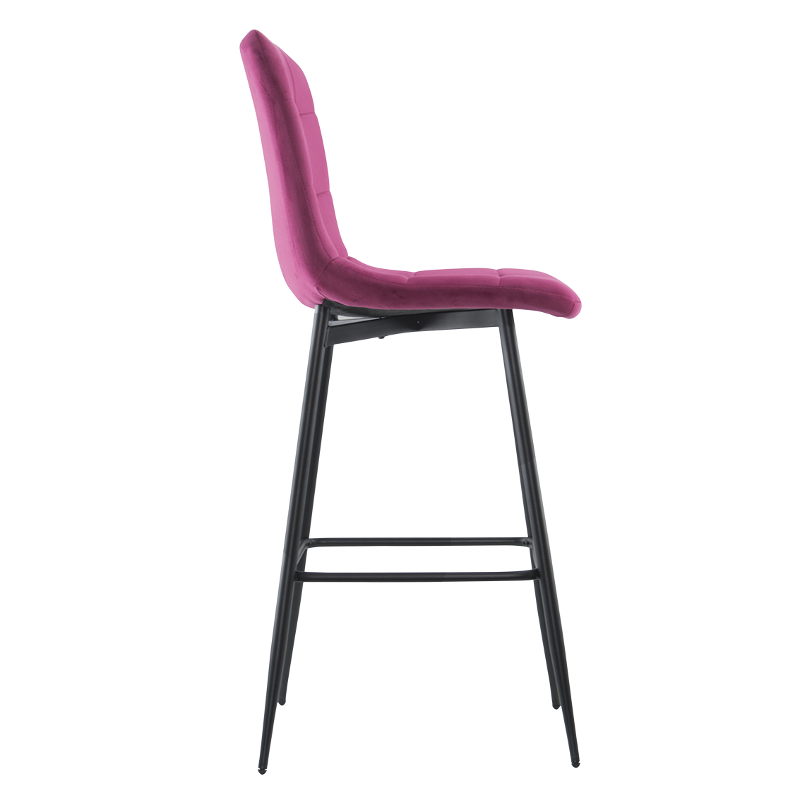 Set 4 tabourets velours VELVETTE, dossier, repose-pieds, pied noir