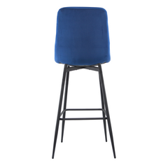 Set 4 tabourets velours VELVETTE, dossier, repose-pieds, pied noir