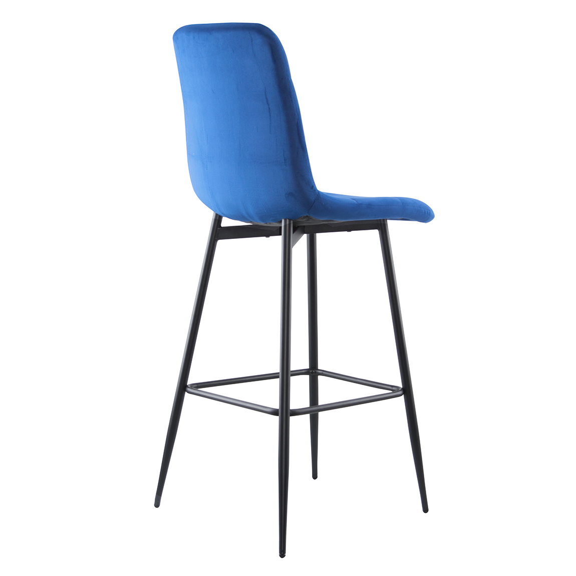 Set 4 tabourets velours VELVETTE, dossier, repose-pieds, pied noir