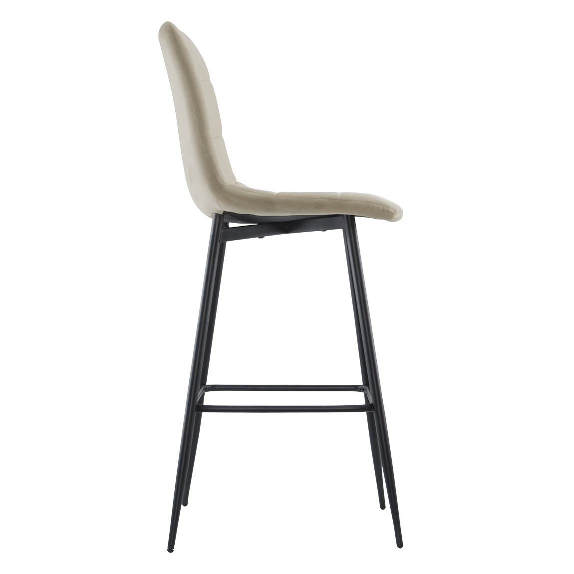 Set 4 tabourets velours VELVETTE, dossier, repose-pieds, pied noir