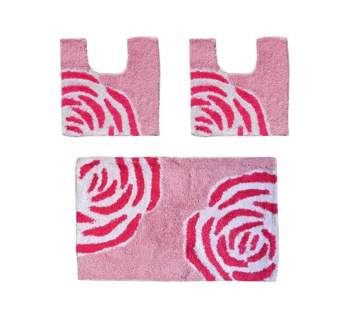 2624 - Ensemble de 3 tapis de salle de bain décor FLOWER