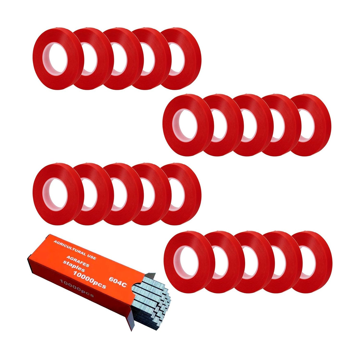 20 rouleaux de ruban + 10 000 agrafes pour pince lieuse manuelle plantes.