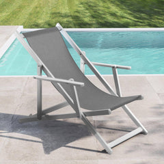 2 Chaises Longues Pliantes Napoli, Accoudoirs, Alu et Textilène