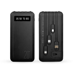Power Bank 20000mAh Chargeur Rapide Portable avec 4 Câbles USB Inclus