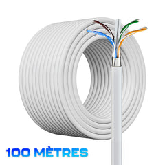 Câble Ethernet 100m CAT6 FTP Câble Réseau LAN AWG23 4P Imperméable Non Blindé