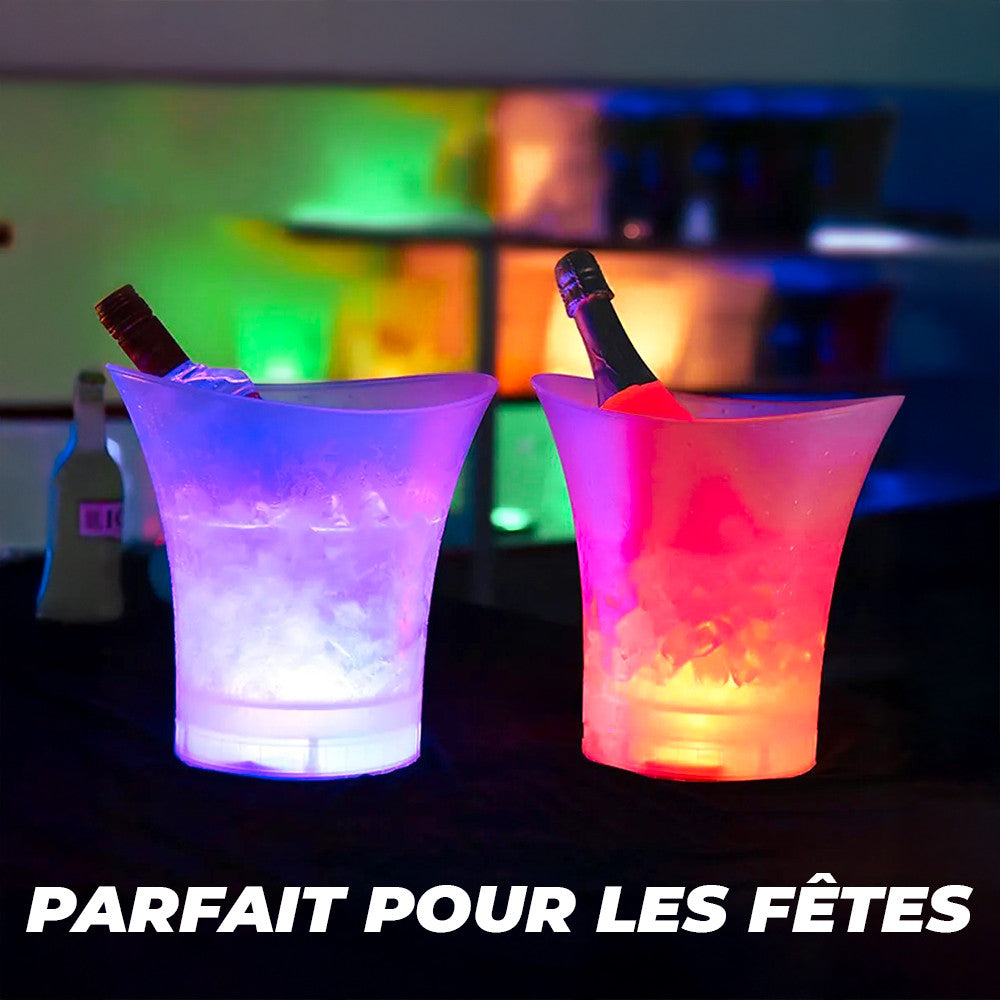 Seau à glace 7L porte-bouteilles RGB Bluetooth rechargeable.