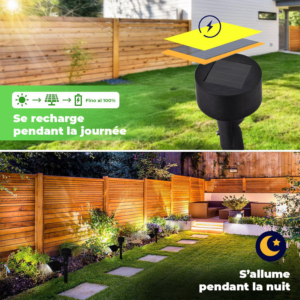 6 pcs Lampe solaire rechargeable 37 cm pour extérieur avec piquet pour jardin