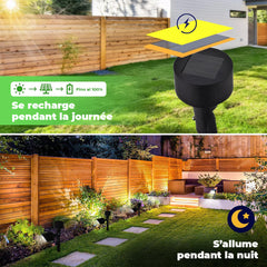 2 pcs Lampe solaire rechargeable 37 cm pour extérieur avec piquet pour jardin