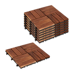 Pack 6 carreaux en bois d'acacia effet bois revêtement extérieur 30x30x2.5 cm