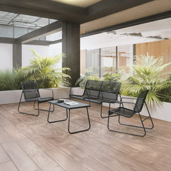 Salon de jardin ZANZIBAR noir 4 pièces canapé 2 fauteuils table basse