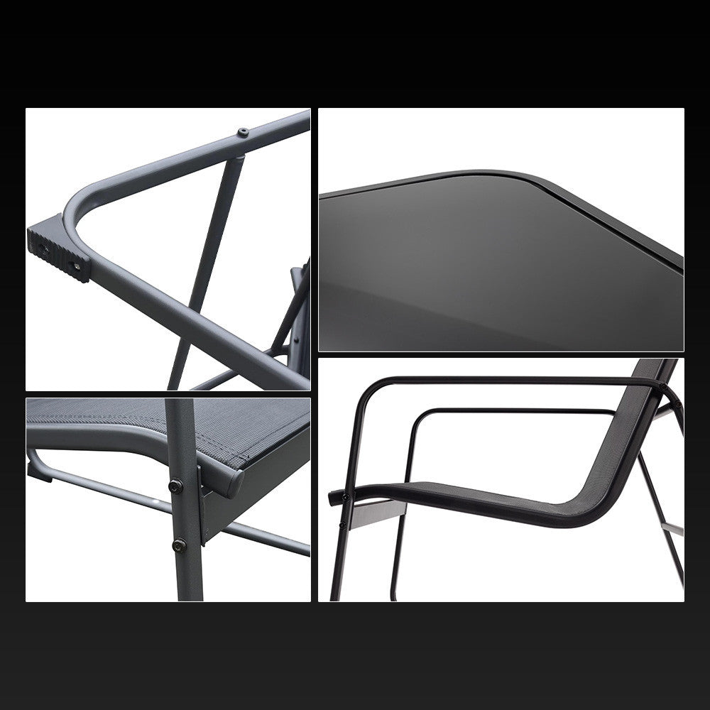 Salon de jardin ZANZIBAR noir 4 pièces canapé 2 fauteuils table basse