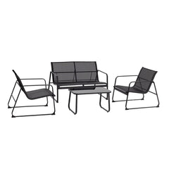 Salon de jardin ZANZIBAR noir 4 pièces canapé 2 fauteuils table basse