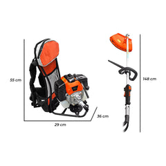 Débroussailleuse à Dos Thermique 52cc, Tronçonneuse à Essence 2 Temps de Jardin.