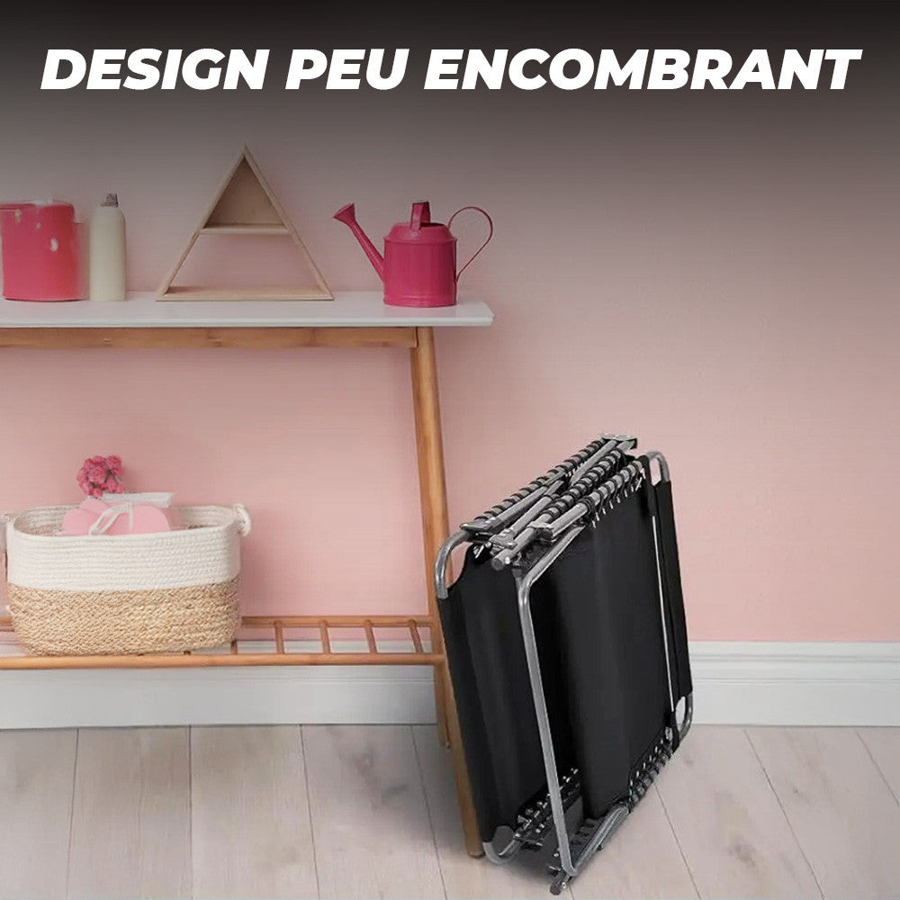 Transat en Textilène Design Cordonné, Pliable avec Dossier Inclinable.