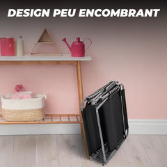 Transat en Textilène Design Cordonné, Pliable avec Dossier Inclinable.