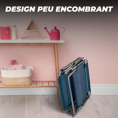 Transat en Textilène Design Cordonné, Pliable avec Dossier Inclinable.