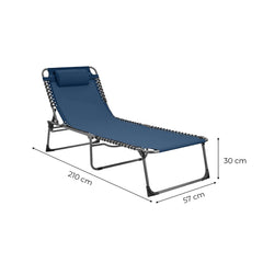 Transat en Textilène Design Cordonné, Pliable avec Dossier Inclinable.