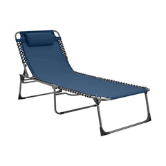 Transat en Textilène Design Cordonné, Pliable avec Dossier Inclinable.