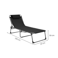 Transat en Textilène Design Cordonné, Pliable avec Dossier Inclinable.