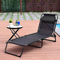 Transat en Textilène Design Cordonné, Pliable avec Dossier Inclinable.