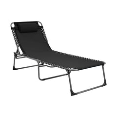Transat en Textilène Design Cordonné, Pliable avec Dossier Inclinable.