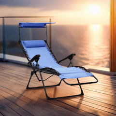 2 pièces Chaise longue Gravity Zero pliable et inclinable avec pare-soleil