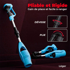 Souffleur sans fil à batterie 24V pliable, portable pour jardin et feuilles.