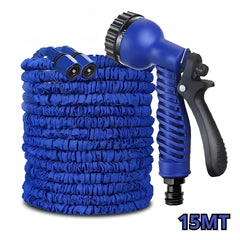 Tuyau d'arrosage extensible 15m avec pistolet 7 jets et raccord universel