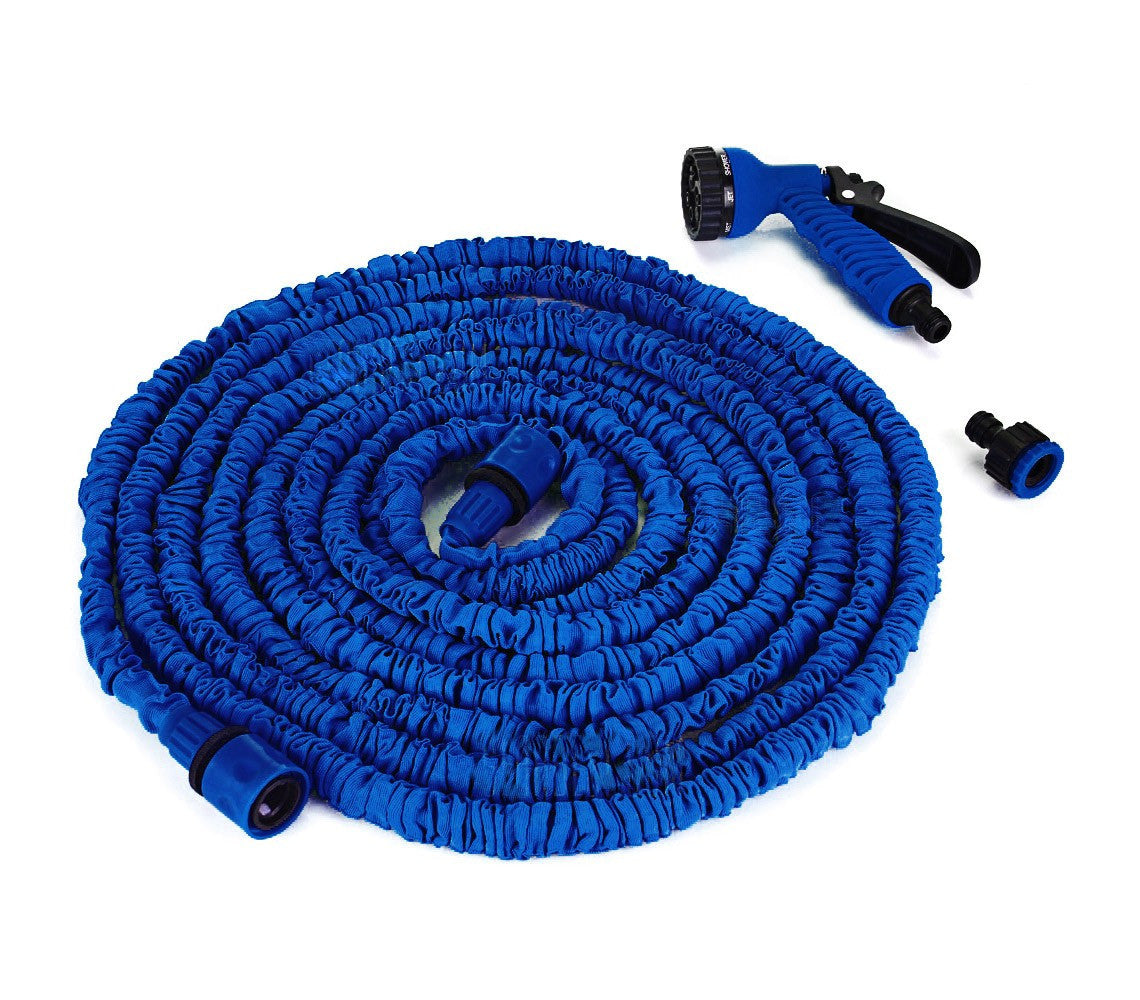 Tuyau d'arrosage extensible 15m avec pistolet 7 jets et raccord universel