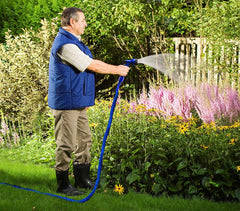 Tuyau d'arrosage extensible 15m avec pistolet 7 jets et raccord universel