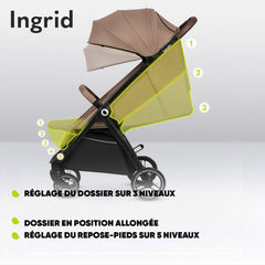 Poussette LIONELO INGRID 6-48 mois Pliable Dossier et repose-pieds réglables