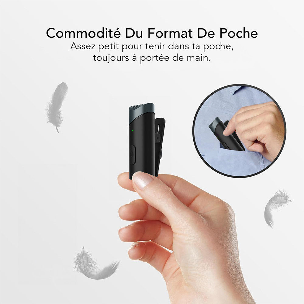 Microphone sans fil Type-C – Autonomie 6 heures, portée 10-15 m