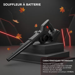 Souffleur sans fil GFJ-21A 42V Li-Ion 2 batteries – Puissant et rechargeable