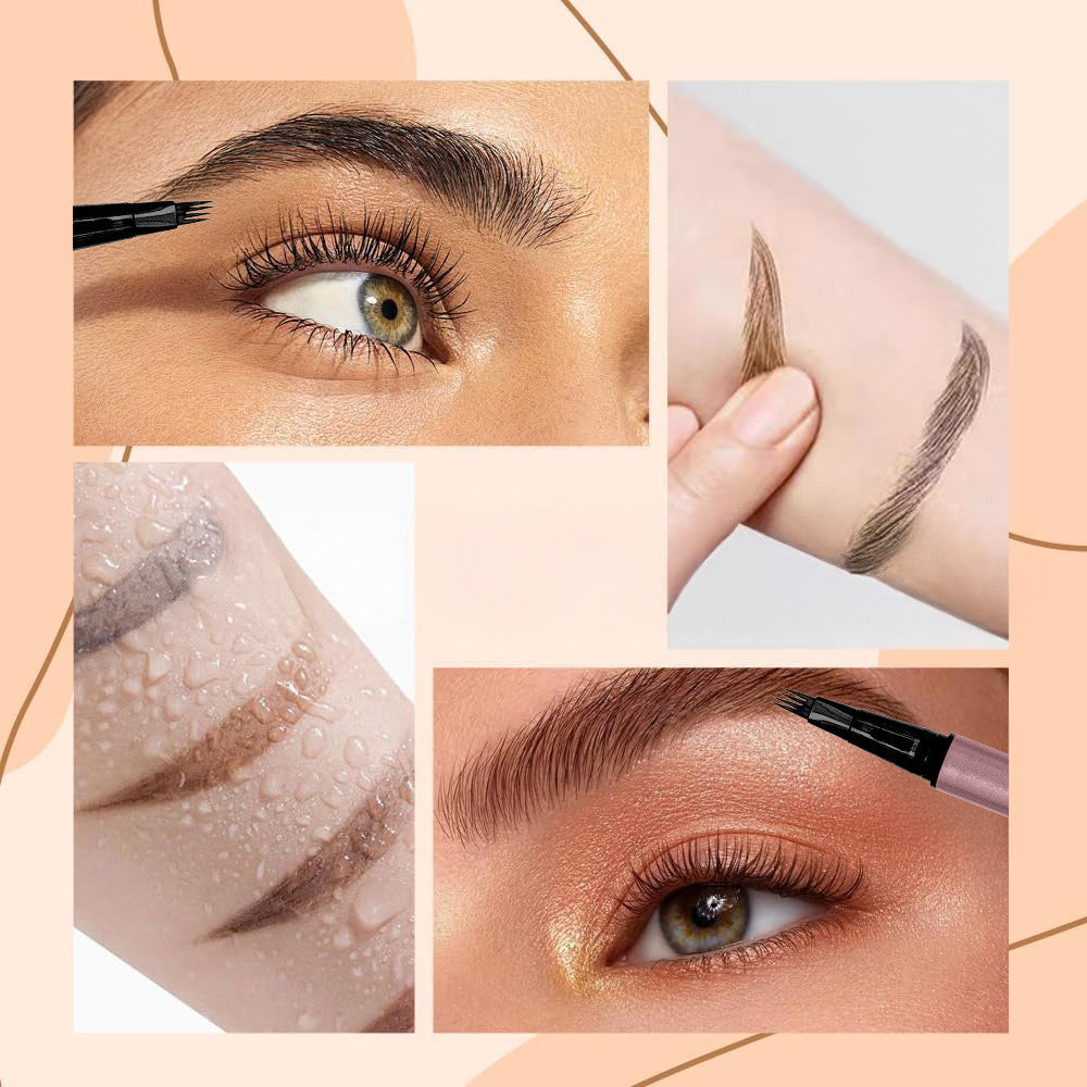 2X Crayon Sourcils et Barbe Microblading Waterproof – Stylo à Effet Naturel