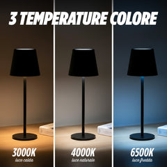 Lampe LED de table 36 cm rechargeable Touch 2W Lumière réglable 3000K-6000K USB