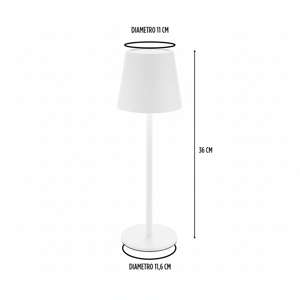 Lampe LED de table 36 cm rechargeable Touch 2W Lumière réglable 3000K-6000K USB