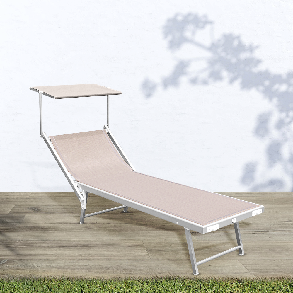 Lit de soleil LUXURIOUS avec parasol en aluminium, dossier inclinable 180x60x40