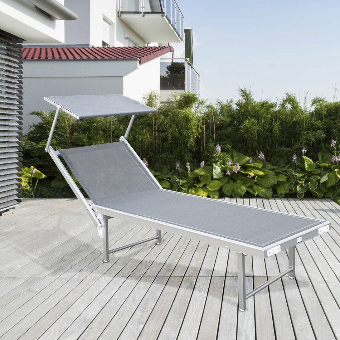 Lit de soleil LUXURIOUS avec parasol en aluminium, dossier inclinable 180x60x40