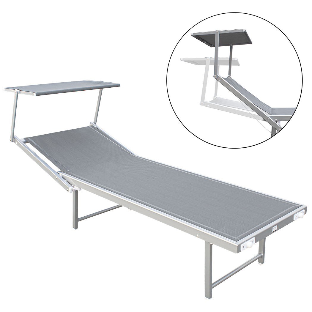 Lit de soleil LUXURIOUS avec parasol en aluminium, dossier inclinable 180x60x40