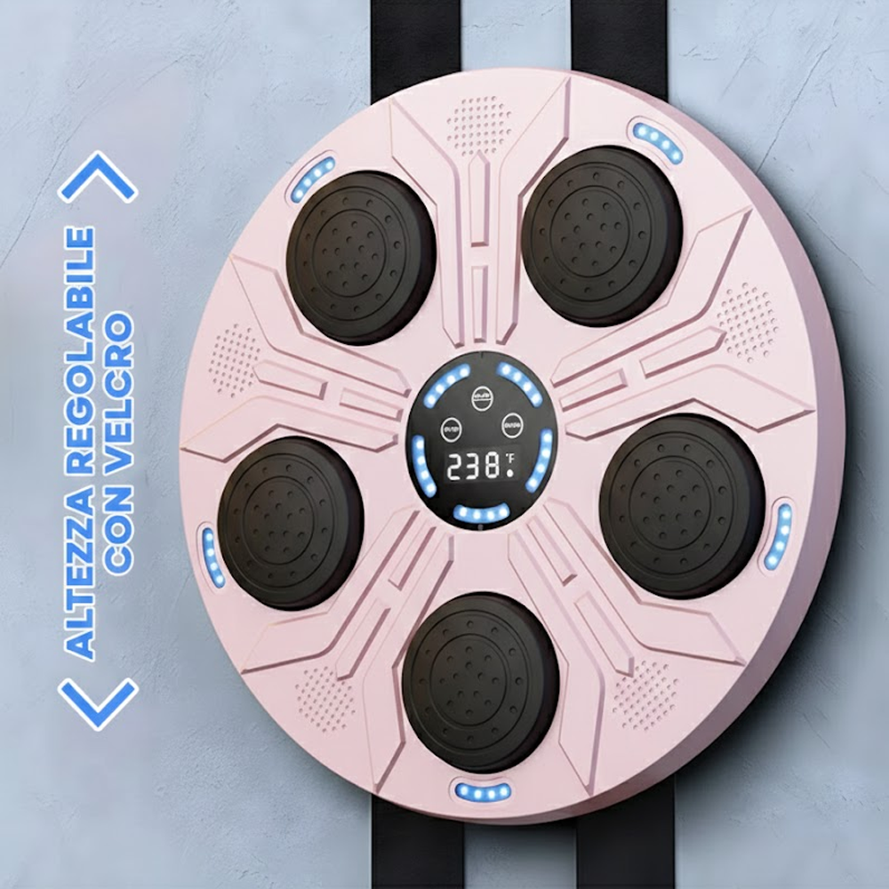 Machine à boxe musicale murale réglable avec lumières RGB et gants inclus