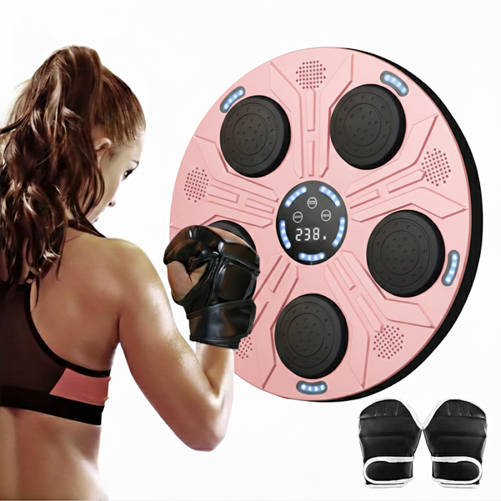 Machine à boxe musicale murale réglable avec lumières RGB et gants inclus