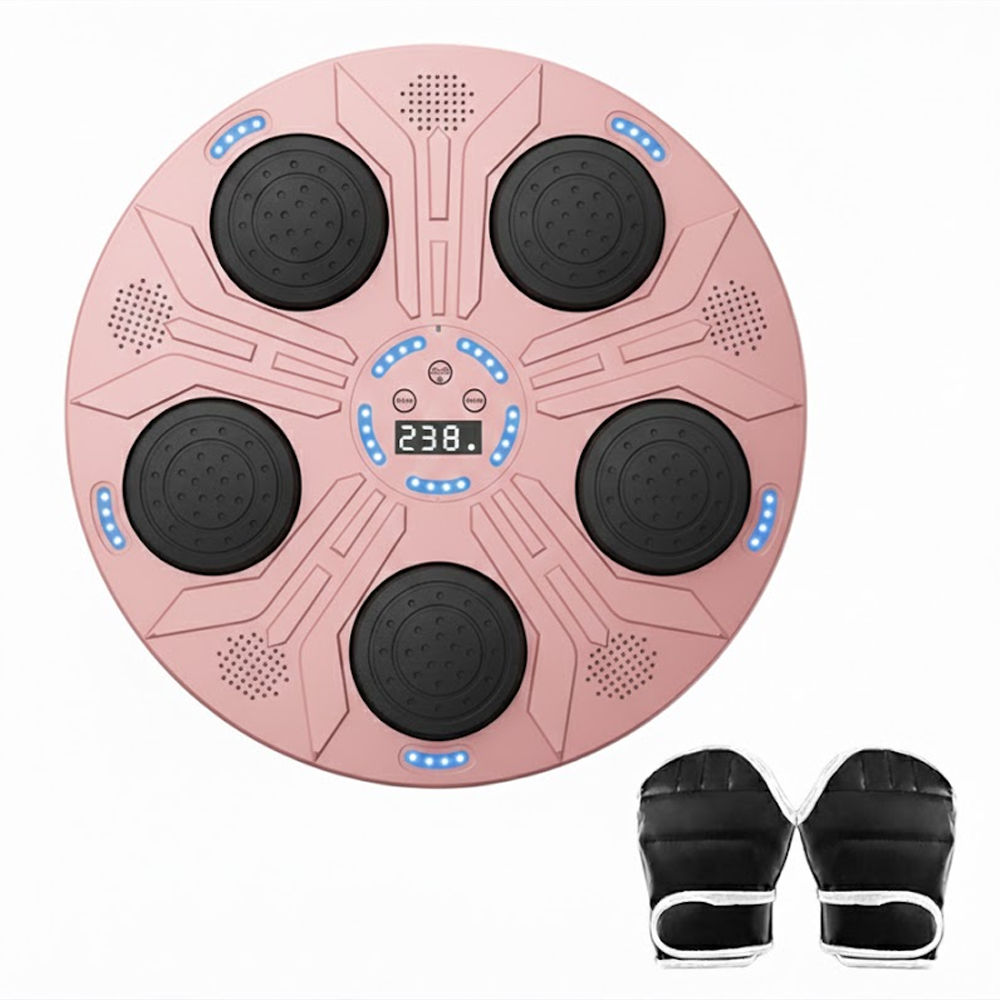 Machine à boxe musicale murale réglable avec lumières RGB et gants inclus