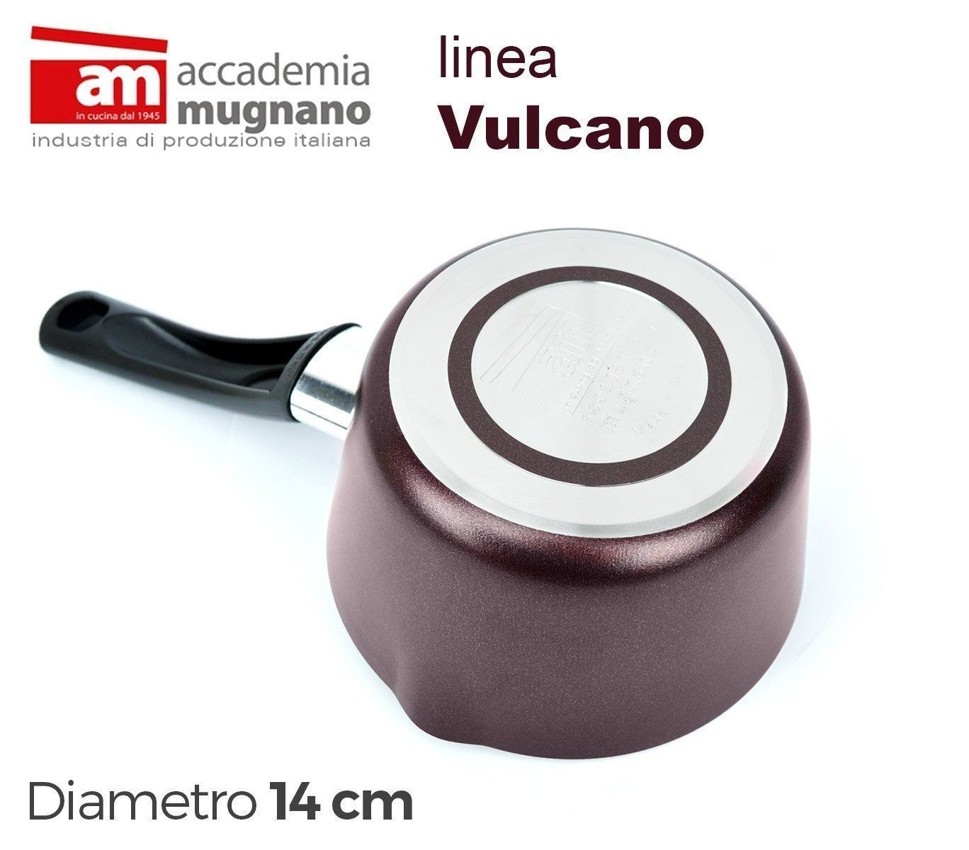 VUCNC 14 - Poêle conique anti adhesive - Casserole -14cm ligne Accademia Mugnano
