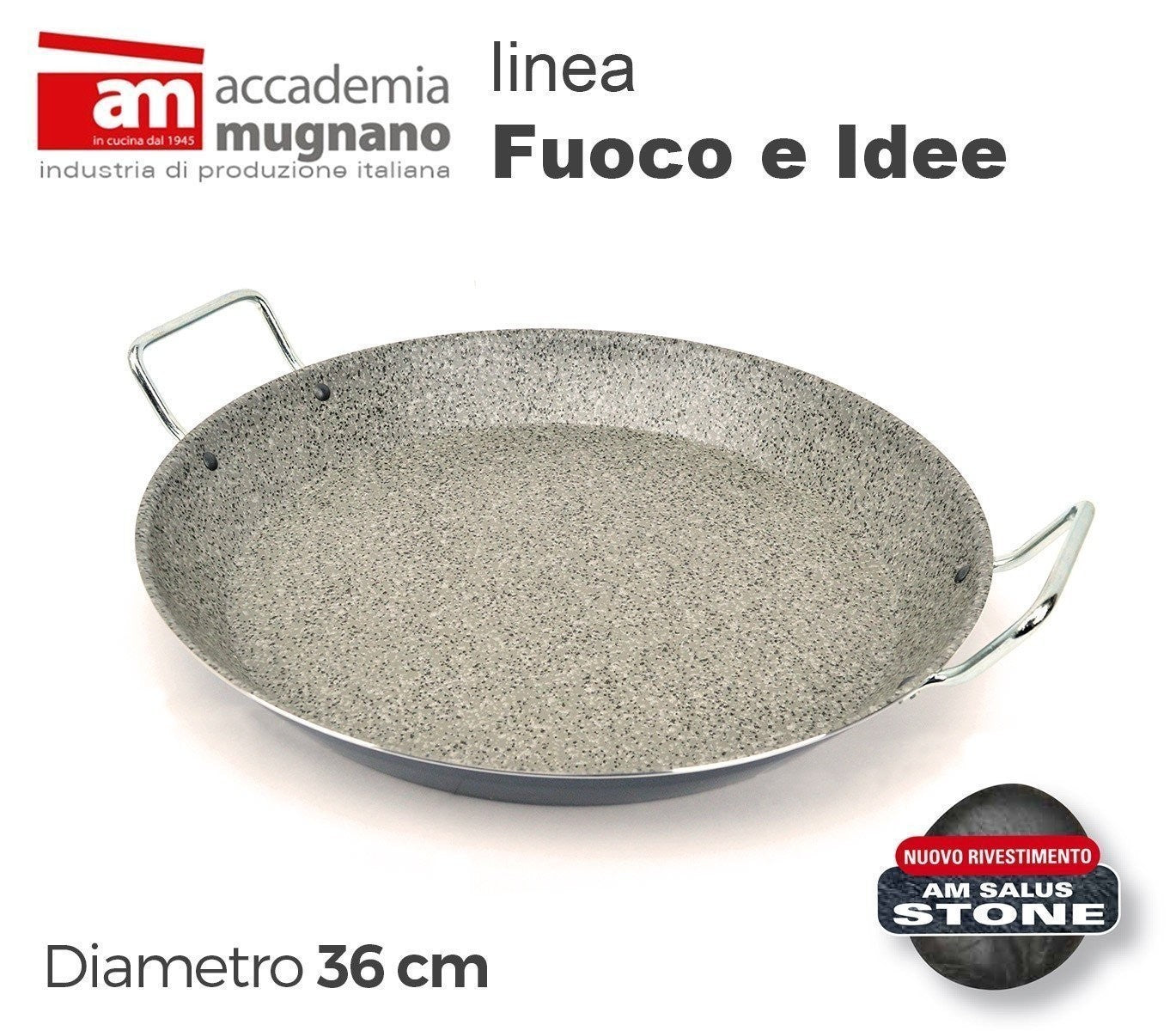 236 FIPLA - Poêle conique antiadhésive - Poéle à paella - Effet pierre - 36 cm