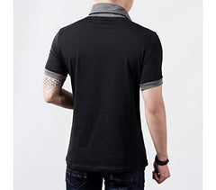 T-shirt - mod hals jersey manches couleur à contraste avec boutons - mws ahead