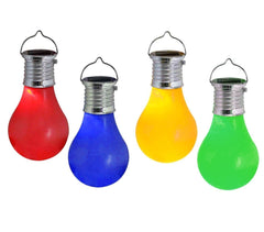 260065- Ensemble de 4 ampoules colorées avec mini crochet de panneau solaire