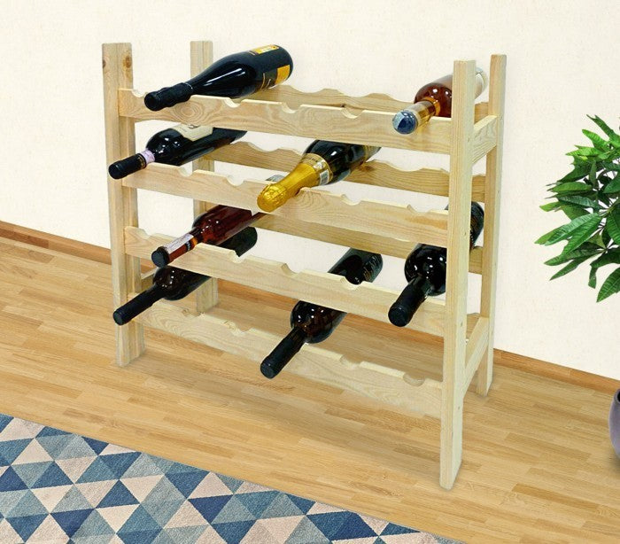 84158 -plateau en bois naturel pour 24 bouteilles de vin
