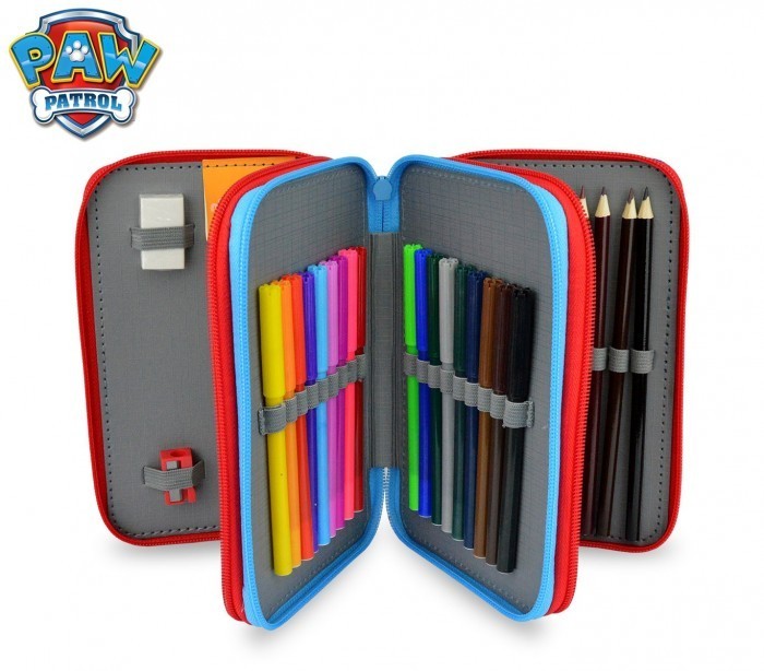 PA16109 Trousse étui à crayons 3 fermetures à glissière 43 pièces Paw Patrol